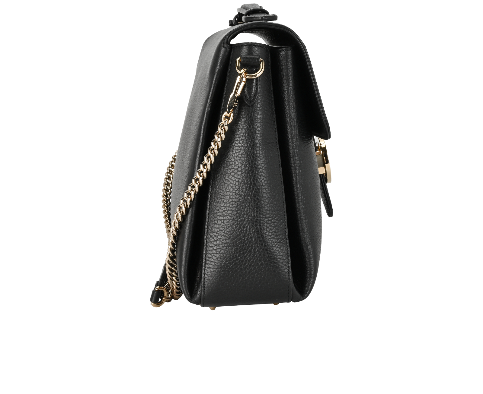 GG Interlocking Large Top Handle, &pound;650, Handbags, Black, Leather, Side view